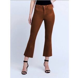 L'AGENCE Kendra High Rise Cropped Flare Nubuck Coated Jeans in Size 25